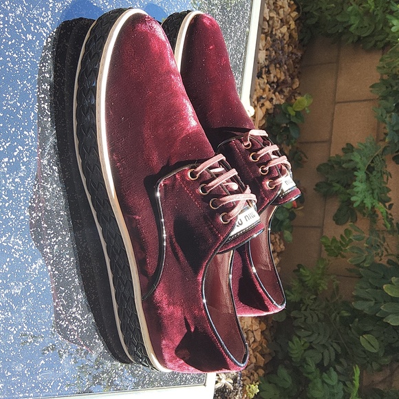Miu Miu Shoes - *SOLD* Miu Miu "Calzature Donna" Velluto 1 Bordeaux Velvet Low Top Sneakers!